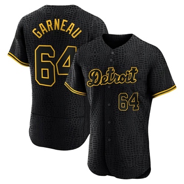 Dustin Garneau Men's Authentic Detroit Tigers Black Snake Skin City Jersey