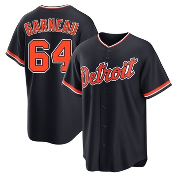 Dustin Garneau Youth Replica Detroit Tigers Navy Alternate 2nd Jersey