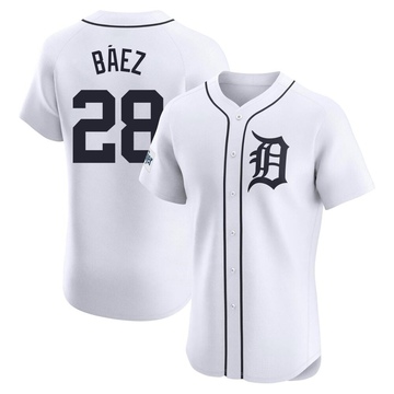 Javier Baez Men's Elite Detroit Tigers White Home Patch Jersey