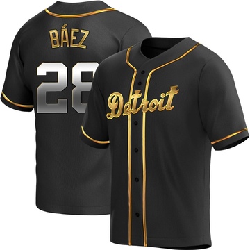 Javier Baez Men's Replica Detroit Tigers Black Golden Alternate Jersey