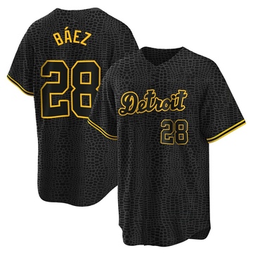 Javier Baez Men's Replica Detroit Tigers Black Snake Skin City Jersey