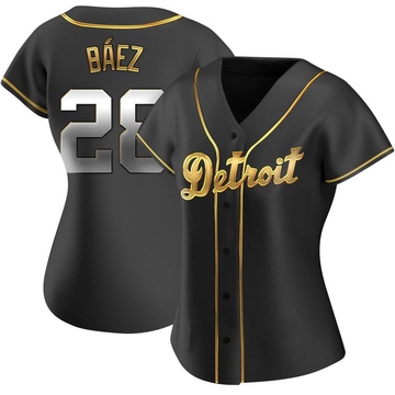 Javier Baez Women's Replica Detroit Tigers Black Golden Alternate Jersey