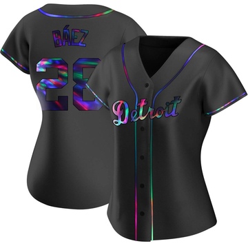Javier Baez Women's Replica Detroit Tigers Black Holographic Alternate Jersey