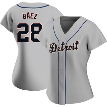 Javier Baez Women's Replica Detroit Tigers Gray Road Jersey