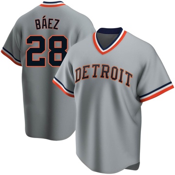 Javier Baez Youth Replica Detroit Tigers Gray Road Cooperstown Collection Jersey