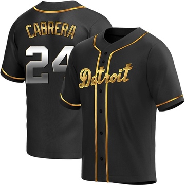 Miguel Cabrera Men's Replica Detroit Tigers Black Golden Alternate Jersey