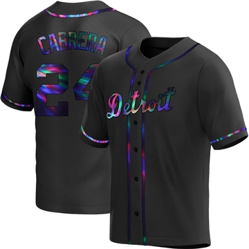 Miguel Cabrera Men's Replica Detroit Tigers Black Holographic Alternate Jersey