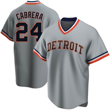 Miguel Cabrera Men's Replica Detroit Tigers Gray Road Cooperstown Collection Jersey