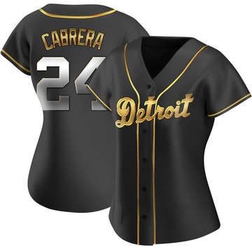 Miguel Cabrera Women's Replica Detroit Tigers Black Golden Alternate Jersey