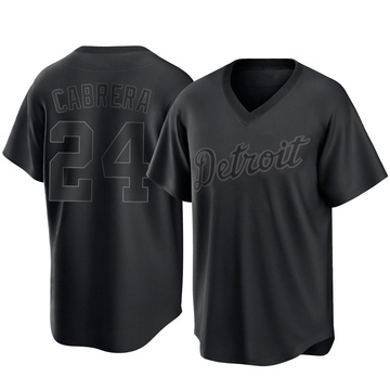 Miguel Cabrera Youth Replica Detroit Tigers Black Pitch Fashion Jersey
