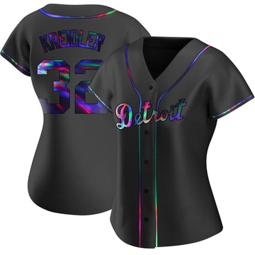 Ryan Kreidler Women's Replica Detroit Tigers Black Holographic Alternate Jersey